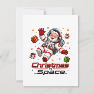 Cartão De Notas Natal no Espaço Papai Noel Astronauta Fofo Feriado