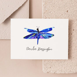 Cartão De Notas Natureza Elegante De Dragonfly Azul Minimalista In