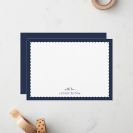 Cartão De Notas Navy Blue Frame Flat Note Card