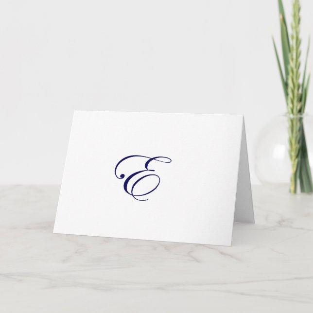 Cartão De Notas Navy Blue Monogram E (Frente)