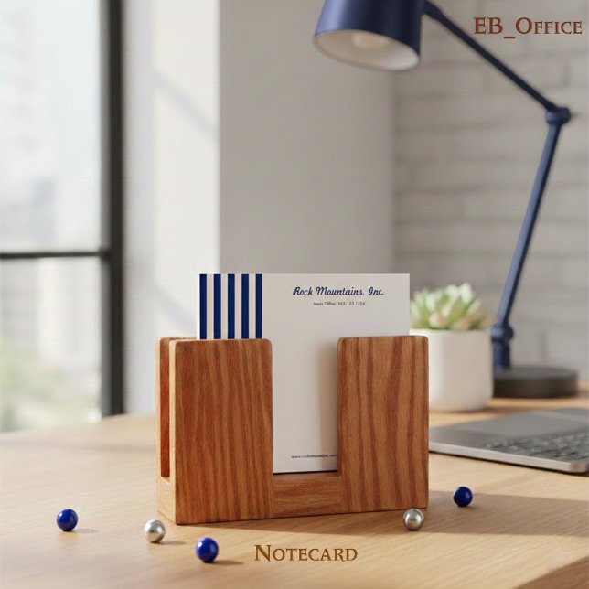 Cartão De Notas Navy Blue White Stripes Boutique Professional  (Criador carregado)