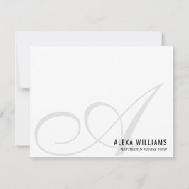 Cartão De Notas Negócios Simples Iniciais do Script Monograma Eleg