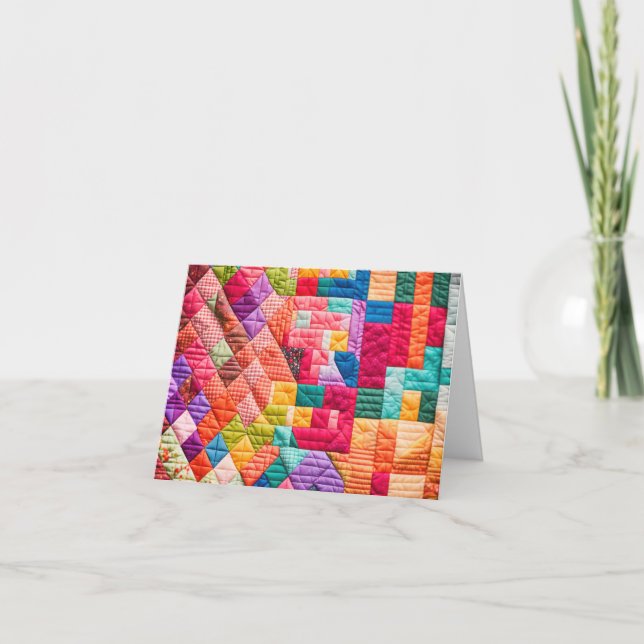 Cartão De Notas Neon Patchwork Quilt Pattern (Frente)