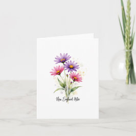 Cartão De Notas New England Aster Floral Blank Note Card