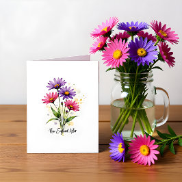 Cartão De Notas New England Aster Floral Blank Note Card