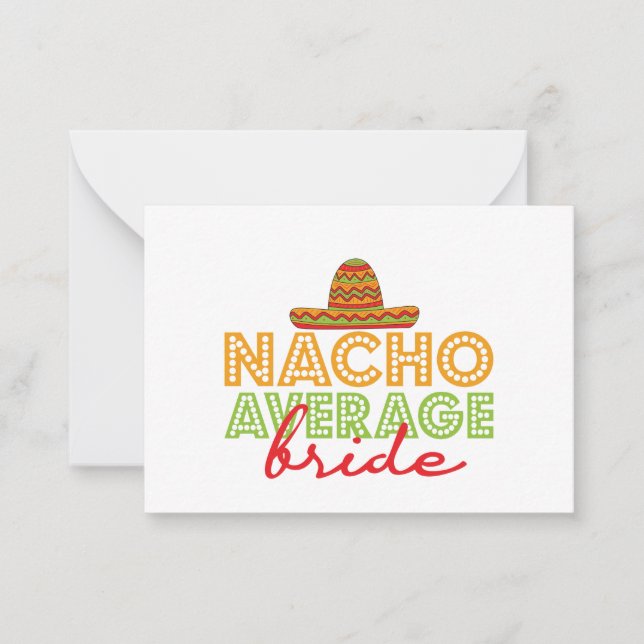 Cartão De Notas Noiva Média Nacho Casamento Mexicano Cinco De Mayo (Frente)