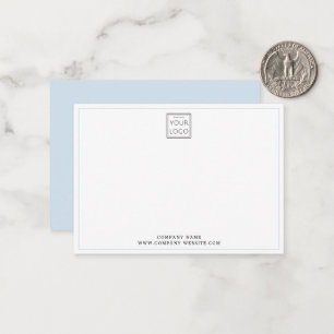 Cartão De Notas Nome da Empresa Logotipo Azul Claro Mínimo