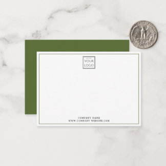 Cartão De Notas Nome da Empresa Logotipo de Negócios Verde Oliva M