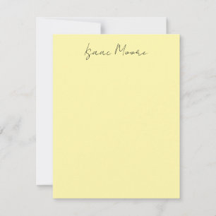 Cartão De Notas Nome de Caligrafia Simples Elegante Cor Creme