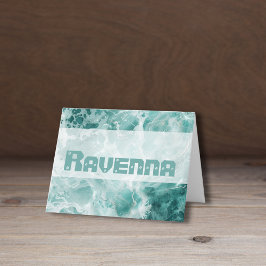Cartão De Notas Nome de Cor de Casamento Prata Espuma do Mar Elega