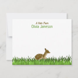 Cartão De Notas Nome de criança verde Animal da floresta