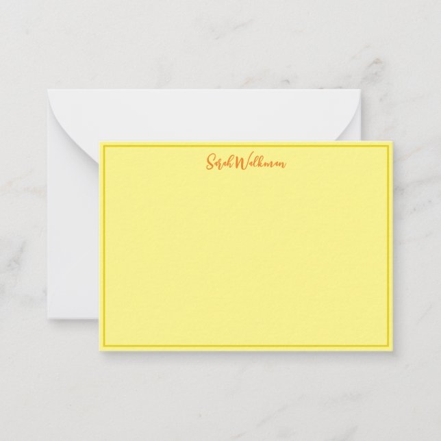 Cartão De Notas Nome de luxo com bordado Dourado Elegante (Frente)