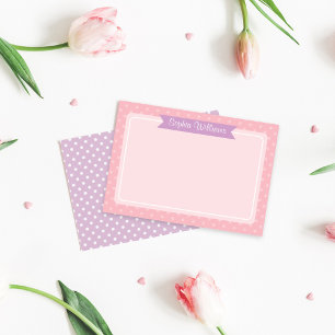 Cartão De Notas Nome de meninas com bolinhas rosa roxo fofo