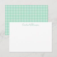 Nome de Roteiro Préppy Xadrez Gingham Verde Menta