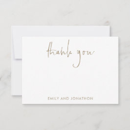 Cartão De Notas Nome de Script Dourado 5 Fotos Casamento Obrigado