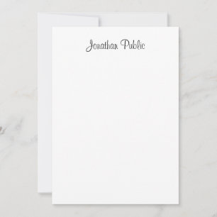 Cartão De Notas Nome de Script Manuscrito Personalizado - Elegante