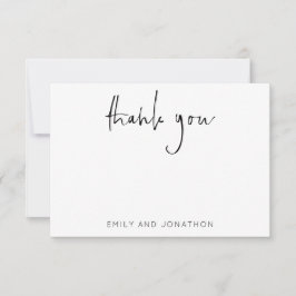 Cartão De Notas Nome de Script Moderno 5 Fotos Casamento Obrigado