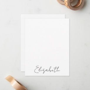 Cartão De Notas Nome de Script Personalizado Manuscrito Elegante