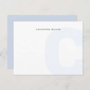 Cartão De Notas Nome do Cheio de Fundo do Monograma Azul Claro