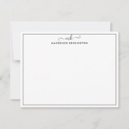 Cartão De Notas Nome do Monograma Manuscrito Elegante Moderno