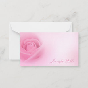 Cartão De Notas Nome do Script de Manuscrito Watercolor Pink Rose