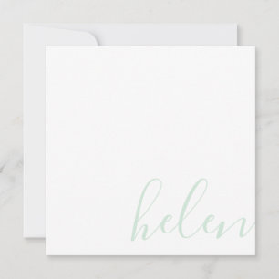 Cartão De Notas Nome do Script Personalizado Pastel Mint Verde