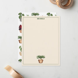 Cartão De Notas Nome dos Potes Terracotta de Plantas Potentes de A