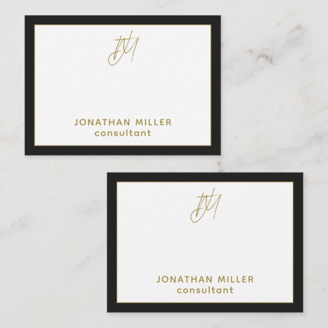 Cartão De Notas Nome e Título do Monograma de Script Moderno (Frente/Verso)