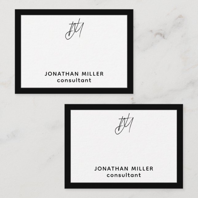 Cartão De Notas Nome e Título do Monograma de Script Moderno (Frente/Verso)