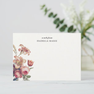 Cartão De Notas Nome Floral Vintage Elegante 