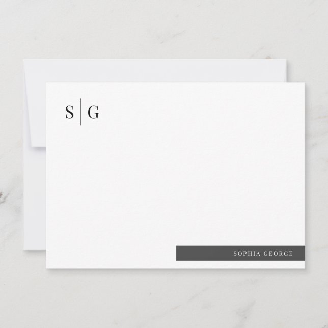 Cartão De Notas Nome inicial básico personalizado simples (Frente)