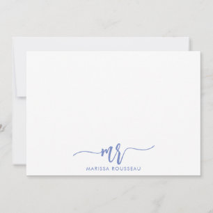 Cartão De Notas Nome inicial do script moderno da Cinza azul
