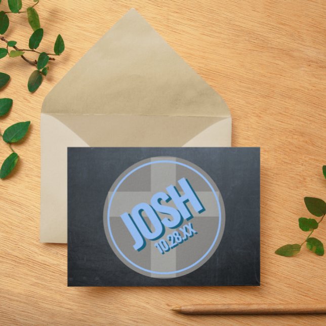 Cartão De Notas Nome Logotipo Quadro Blue Confirmação Obrigado (Criador carregado)