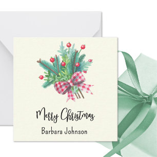 Cartão De Notas Nome, Mini 2,5 pol Ivory Merry Christmas Flat