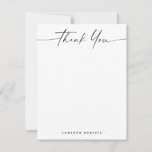 Cartão De Notas Nome mínimo elegante e obrigado manuscrito