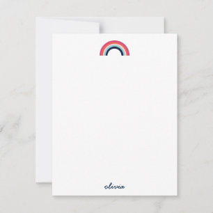 Cartão De Notas Nome Moderno Arco-íris em Azul Script