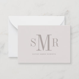 Cartão De Notas Nome moderno das iniciais monográficas de três let