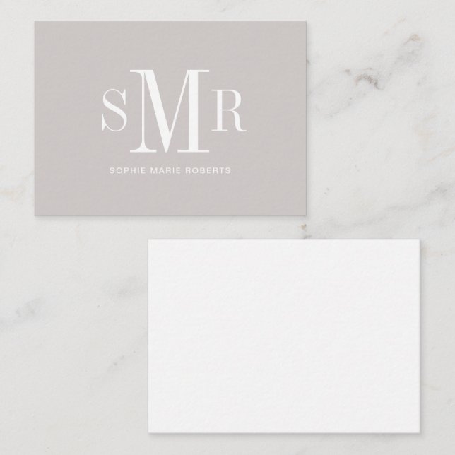 Cartão De Notas Nome moderno das iniciais monográficas de três let (Frente/Verso)