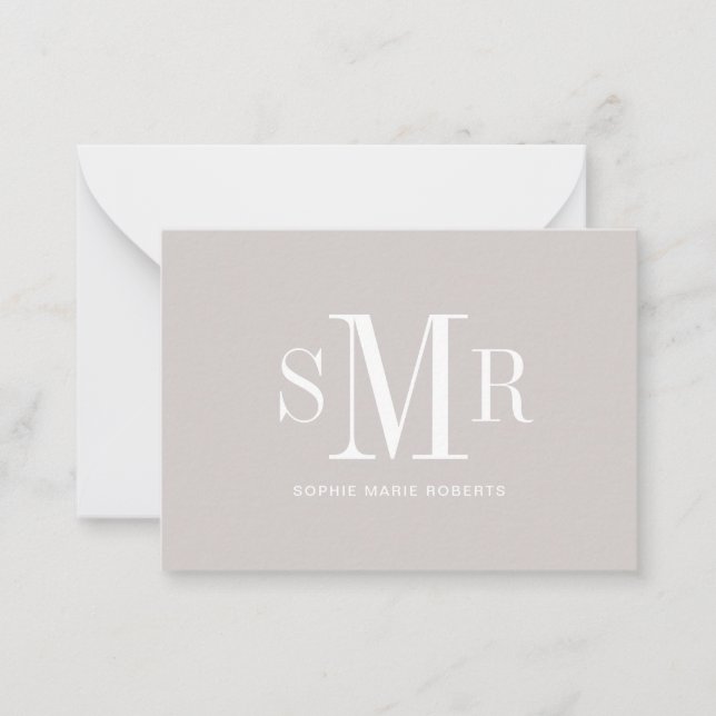 Cartão De Notas Nome moderno das iniciais monográficas de três let (Frente)