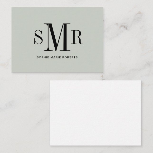 Cartão De Notas Nome moderno das iniciais monográficas de três let (Frente/Verso)