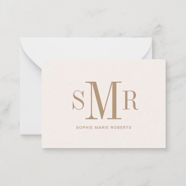 Cartão De Notas Nome moderno das iniciais monográficas de três let (Frente)