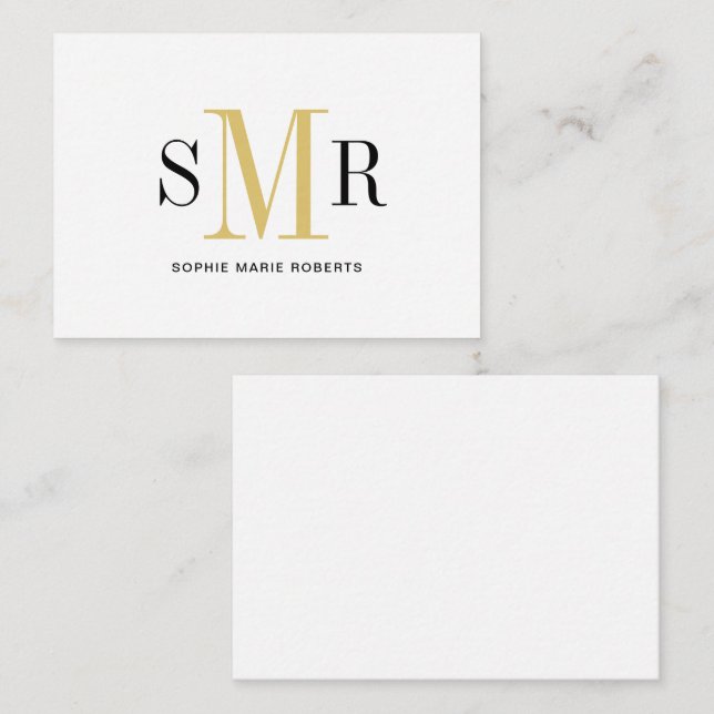 Cartão De Notas Nome moderno das iniciais monográficas de três let (Frente/Verso)