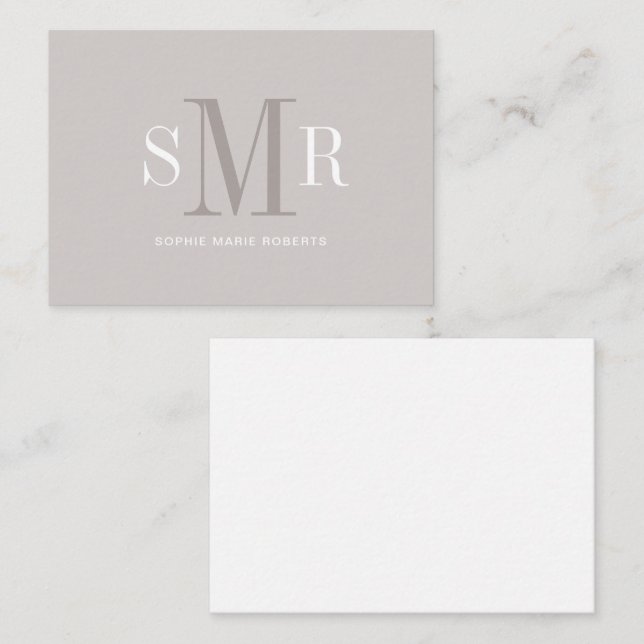 Cartão De Notas Nome moderno das iniciais monográficas de três let (Frente/Verso)