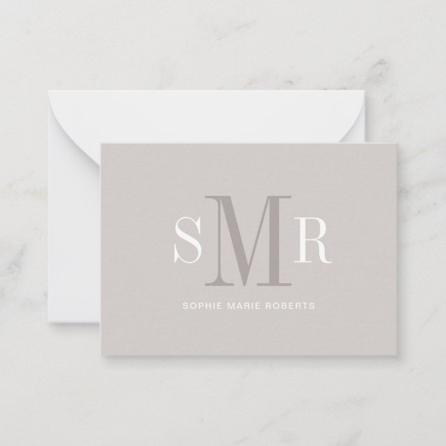 Cartão De Notas Nome moderno das iniciais monográficas de três let (Frente)