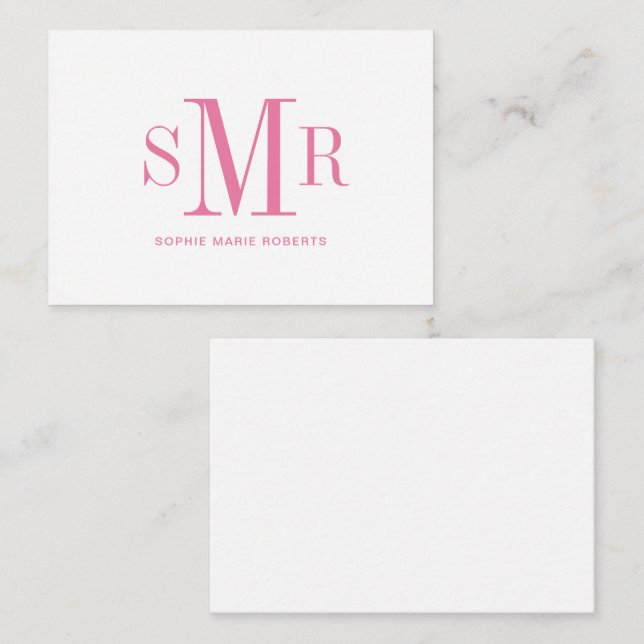 Cartão De Notas Nome moderno das iniciais monográficas de três let (Frente/Verso)