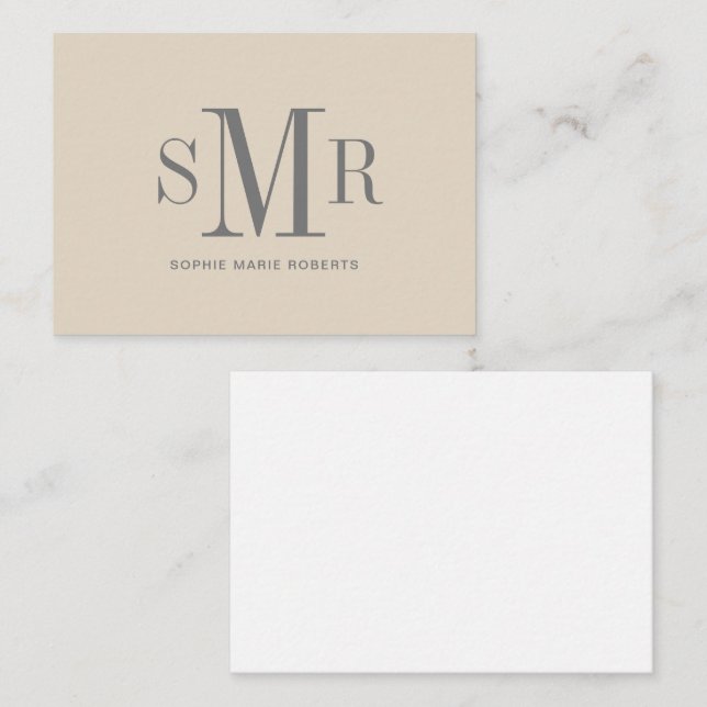 Cartão De Notas Nome moderno das iniciais monográficas de três let (Frente/Verso)