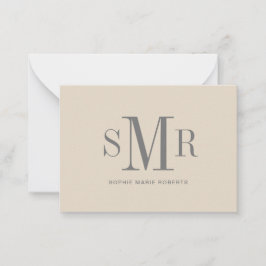 Cartão De Notas Nome moderno das iniciais monográficas de três let