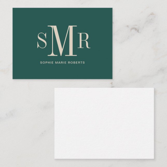 Cartão De Notas Nome moderno das iniciais monográficas de três let (Frente/Verso)