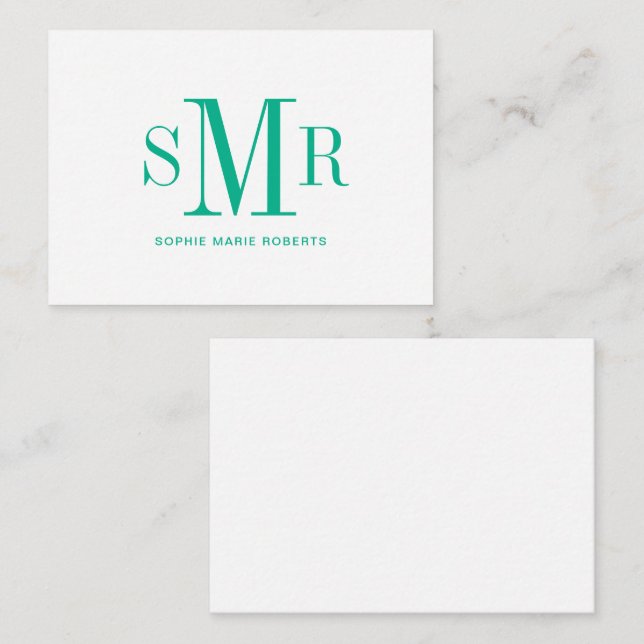 Cartão De Notas Nome moderno das iniciais monográficas de três let (Frente/Verso)