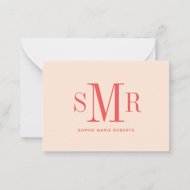Cartão De Notas Nome moderno das iniciais monográficas de três let (Frente)